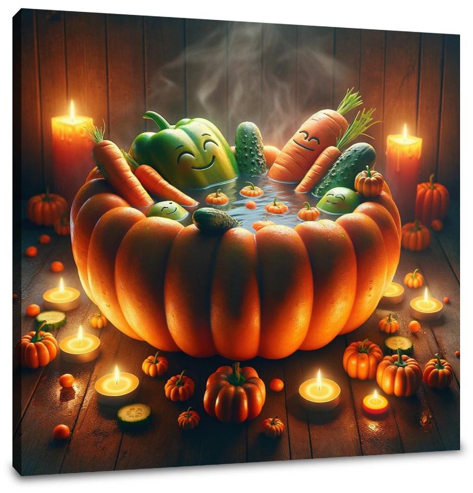 Pumpkin Hot Tub Retreat Canvas
