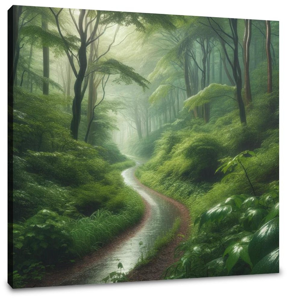 Rainy Forest Pathway Canvas