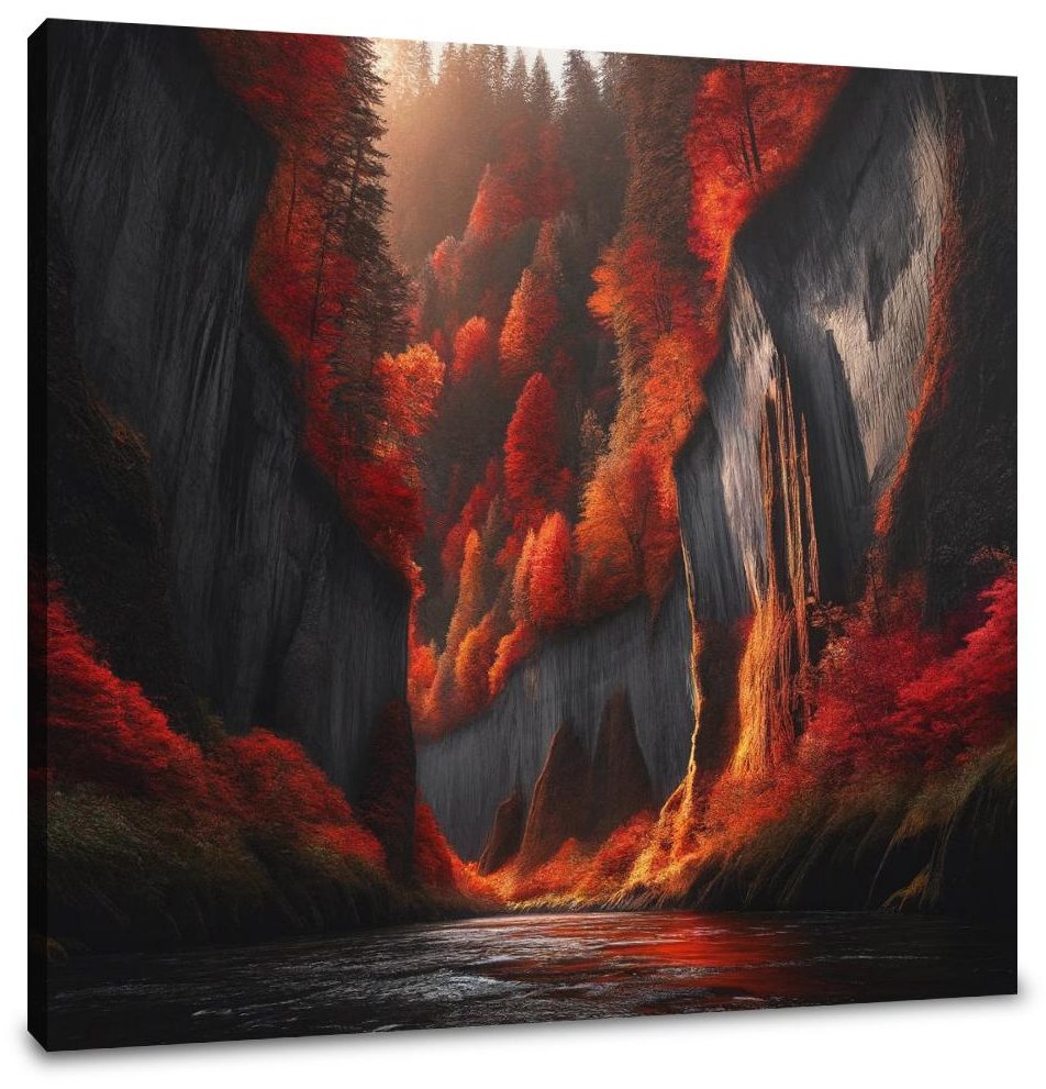 Autumn Canyon River Canvas