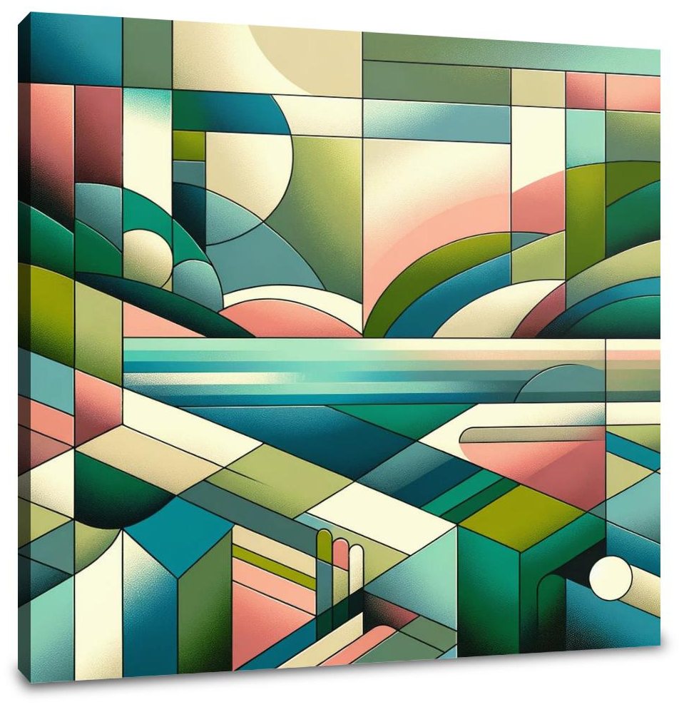 Serene Geometric Landscape Canvas