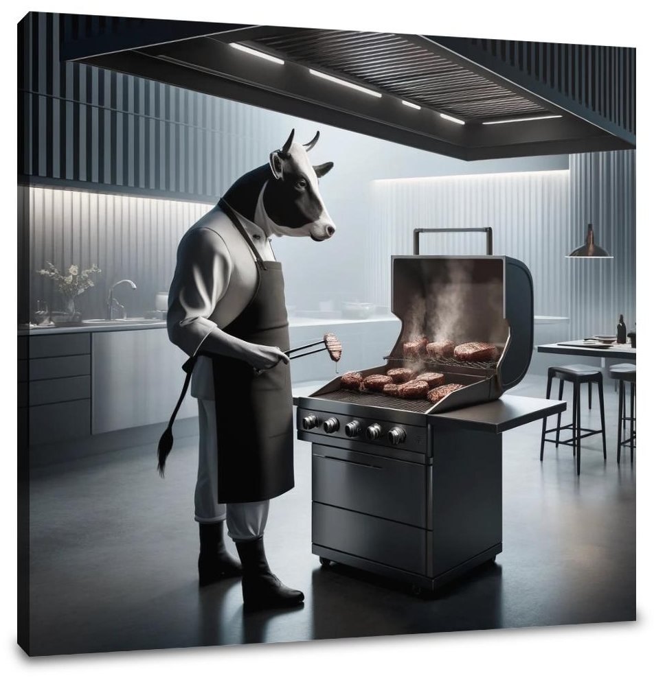 Grill Master Cow Canvas
