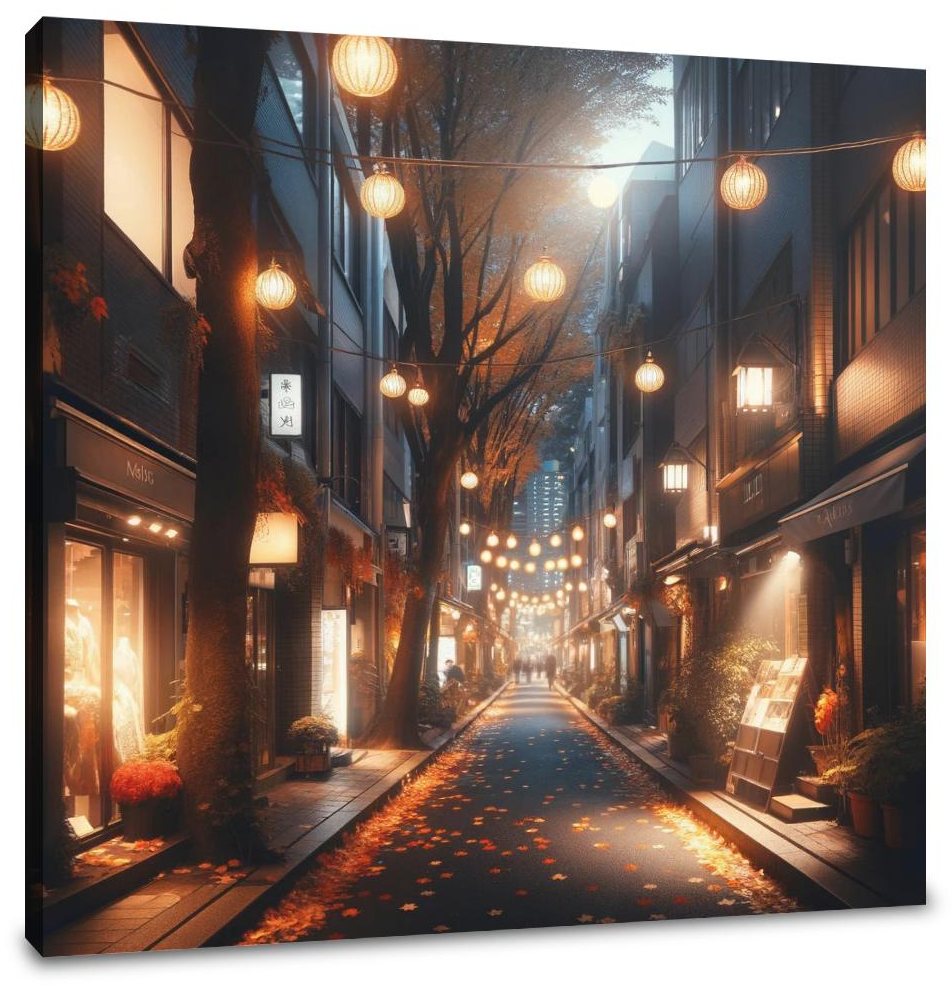 Autumn Alley at Night Canvas