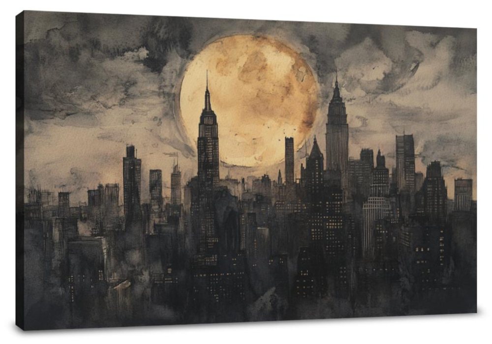 Moonlit Metropolis Canvas