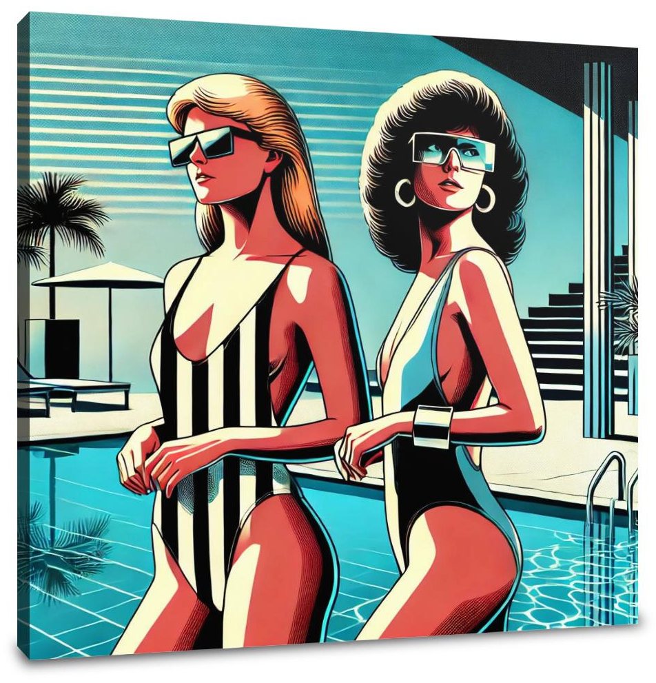 Retro Elegance Poolside Canvas