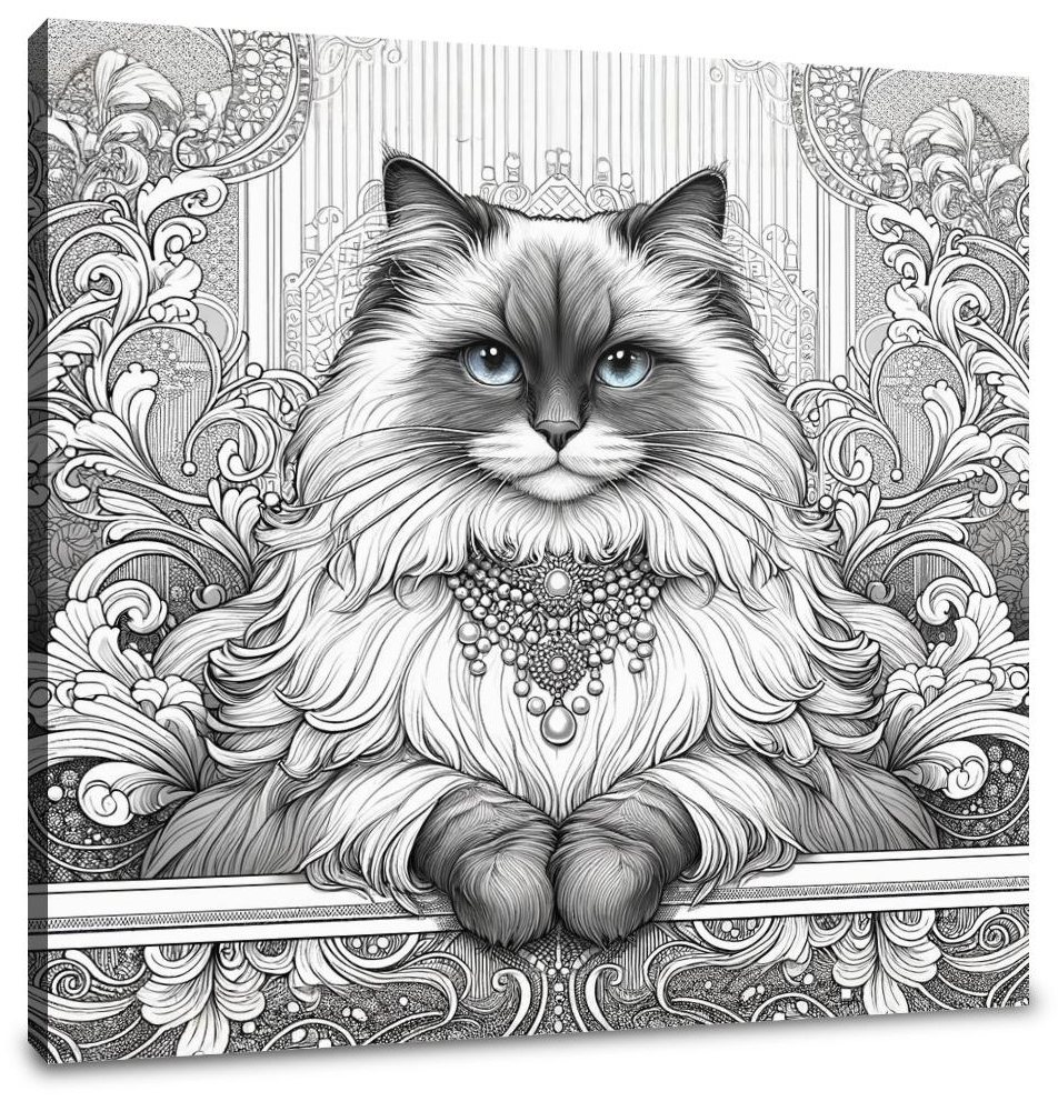 Glamour Ragdoll Line Art Canvas
