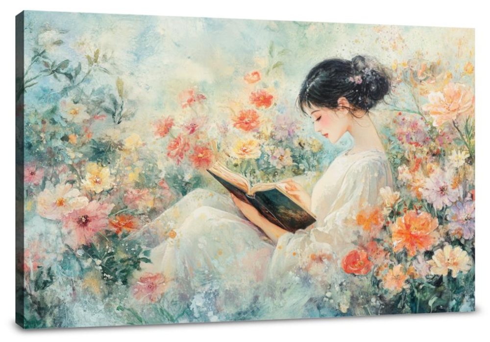 Mother’s Tranquil Reading Canvas