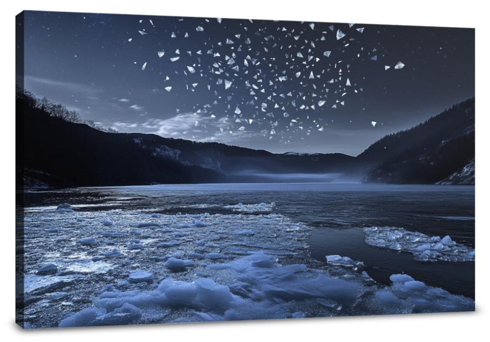 Moonlit Frozen Lake Canvas
