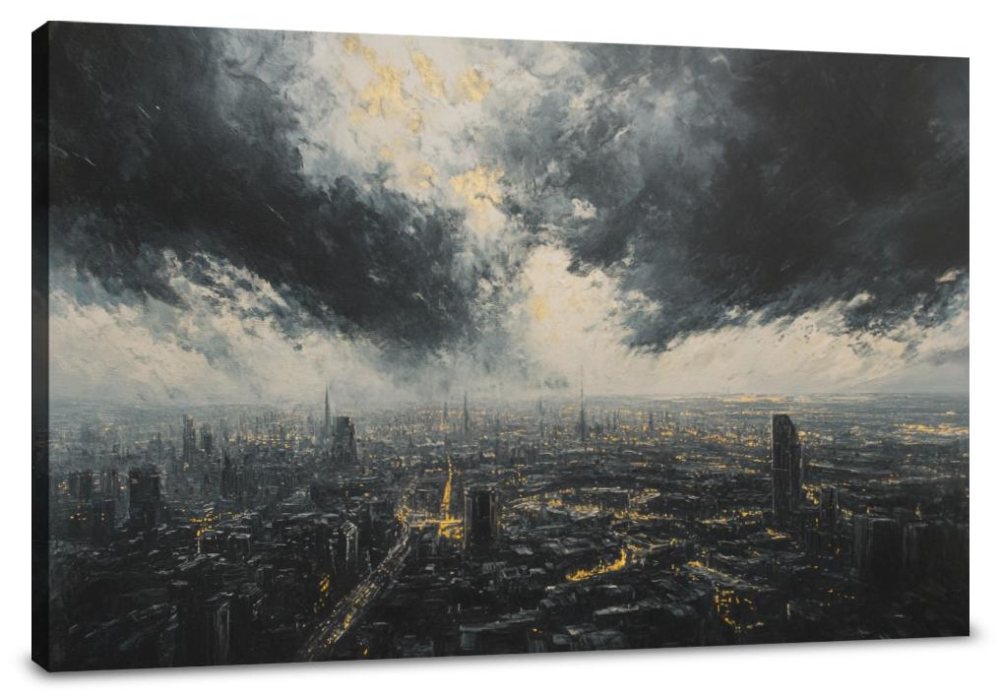 Shadowed Cityscape Canvas
