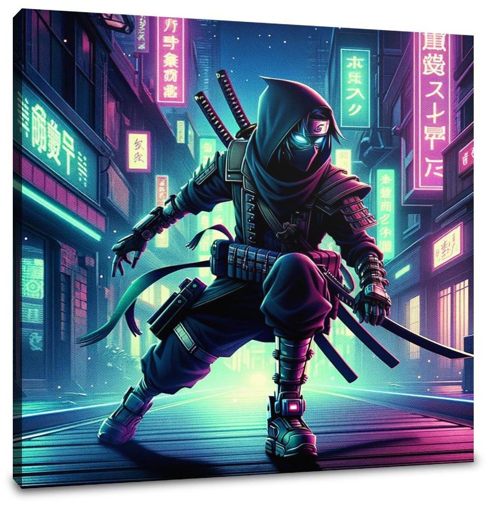 Neon Shadow Ninja Canvas