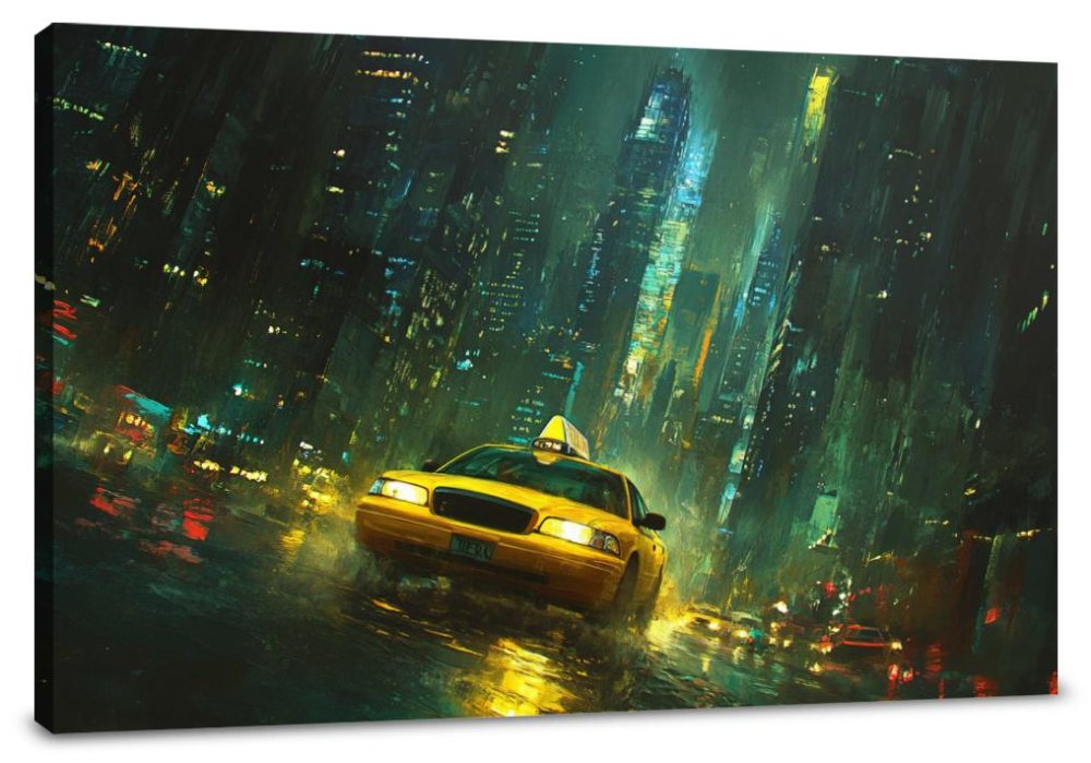 Starry Night Taxi Canvas