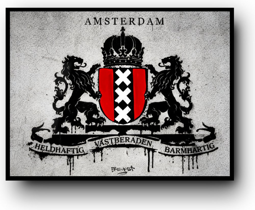 Amsterdam Wapen – Rood Stencil Street Art