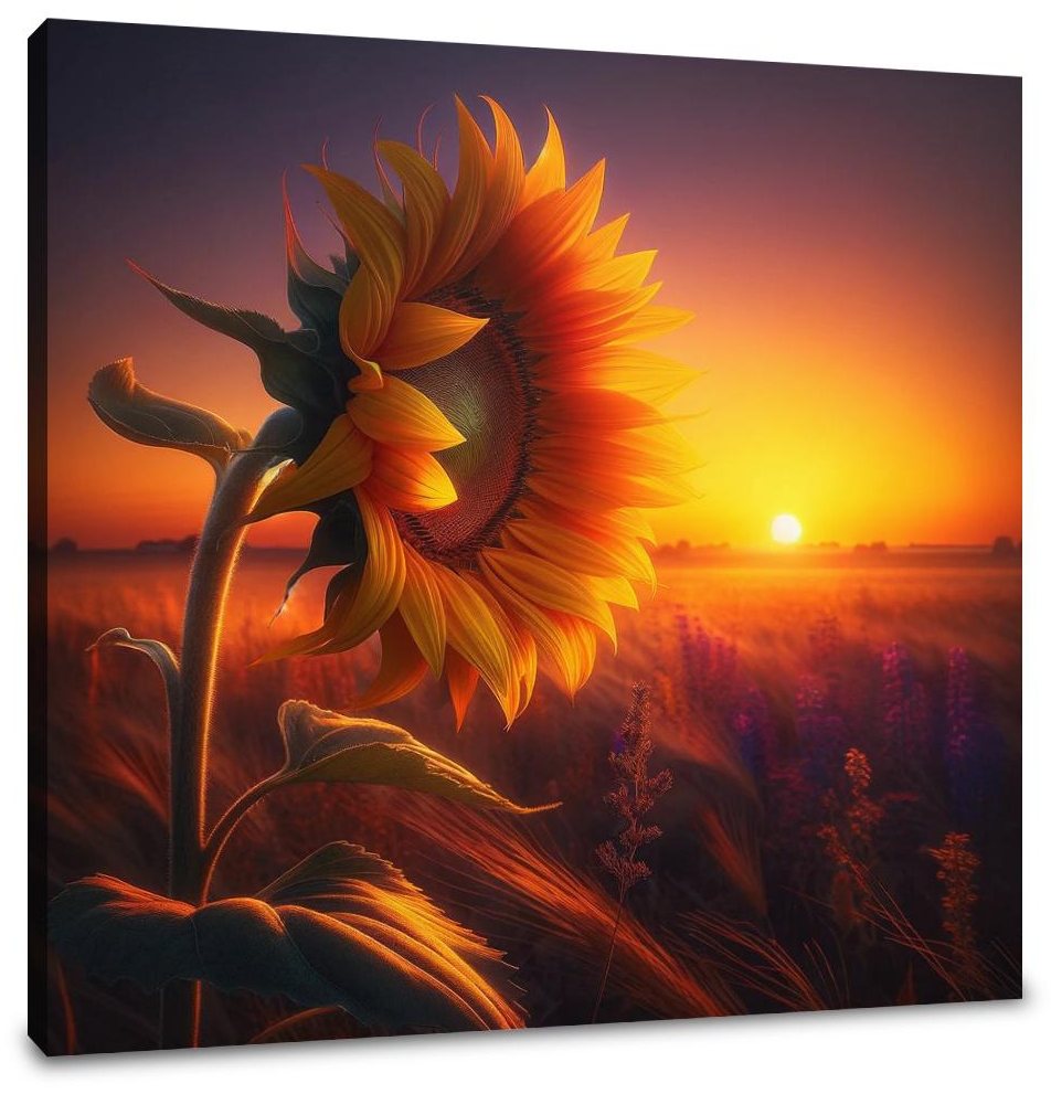 Solitary Sunset Bloom Canvas