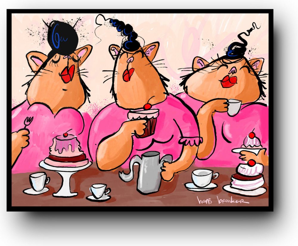 High tea coffee and cake cats