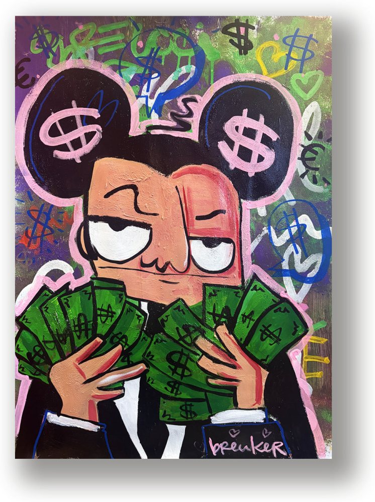 Mickey Mouse Money 50 x 70 cm verf op papier