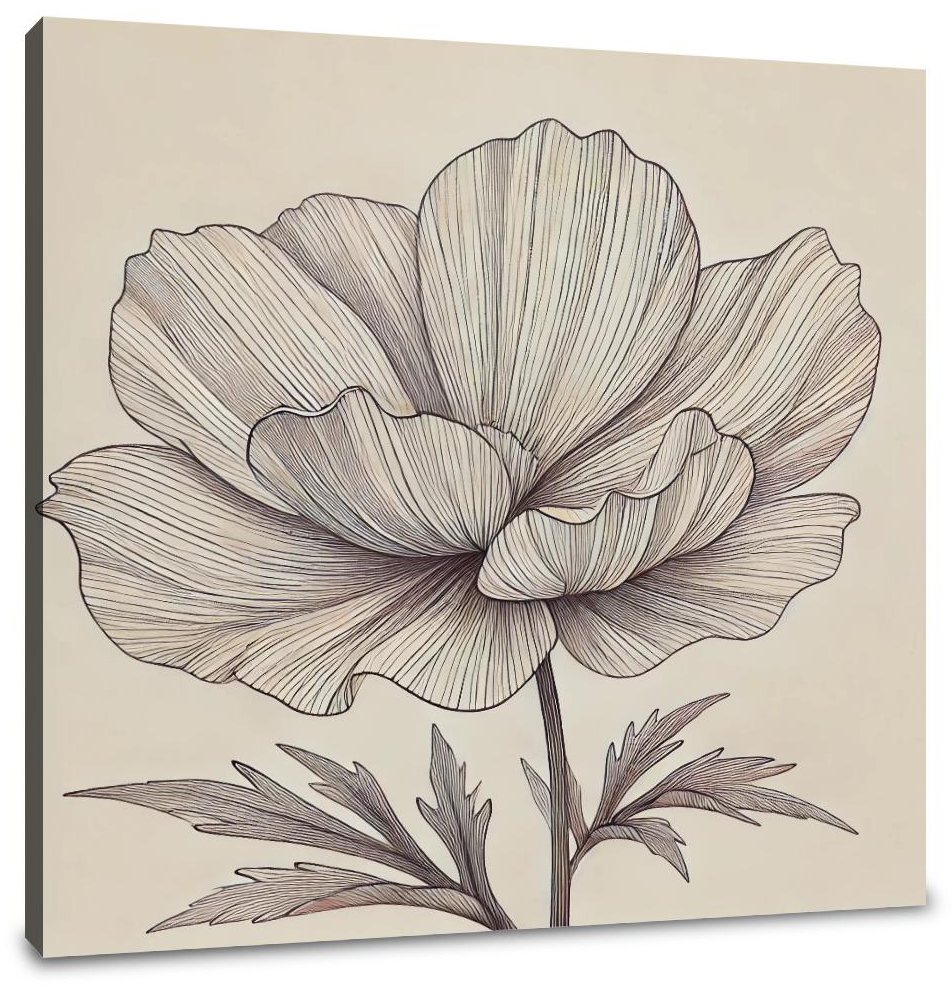 Radiant Bloom Line Art Canvas