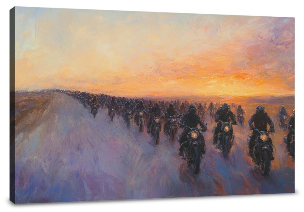 Sunset Biker Journey Canvas