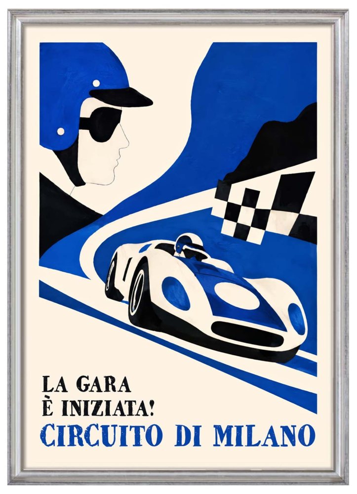 Milan Racing Circuit Vintage Motorsport Poster Print