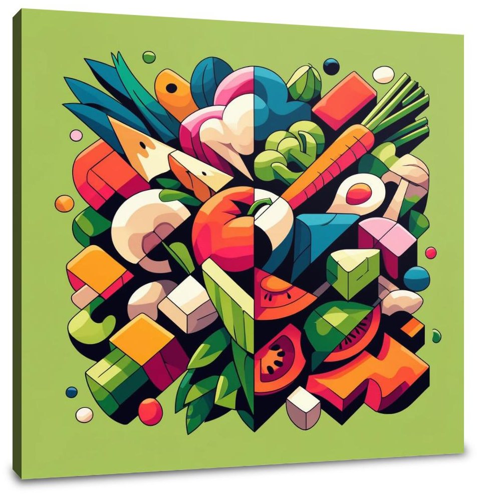 Modern Veggie Mosaic Canvas
