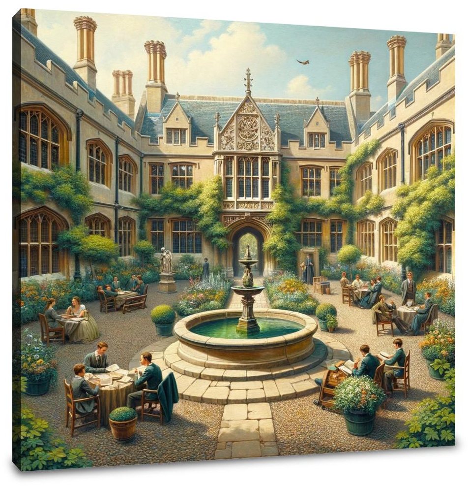 Cambridge Courtyard Contemplation Canvas