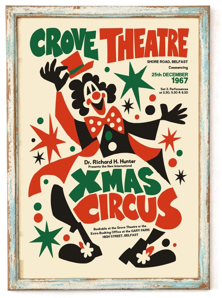Xmas Circus Vintage Poster Print