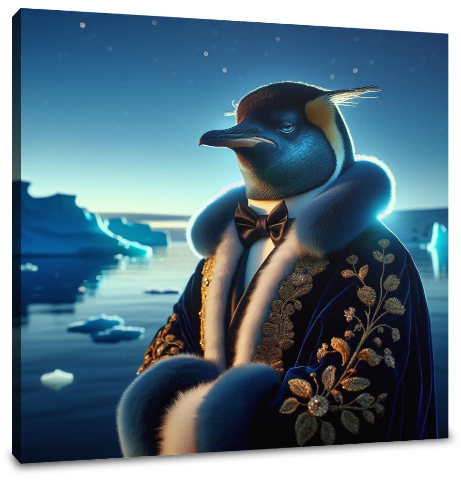 Regal Penguin Twilight Majesty Canvas