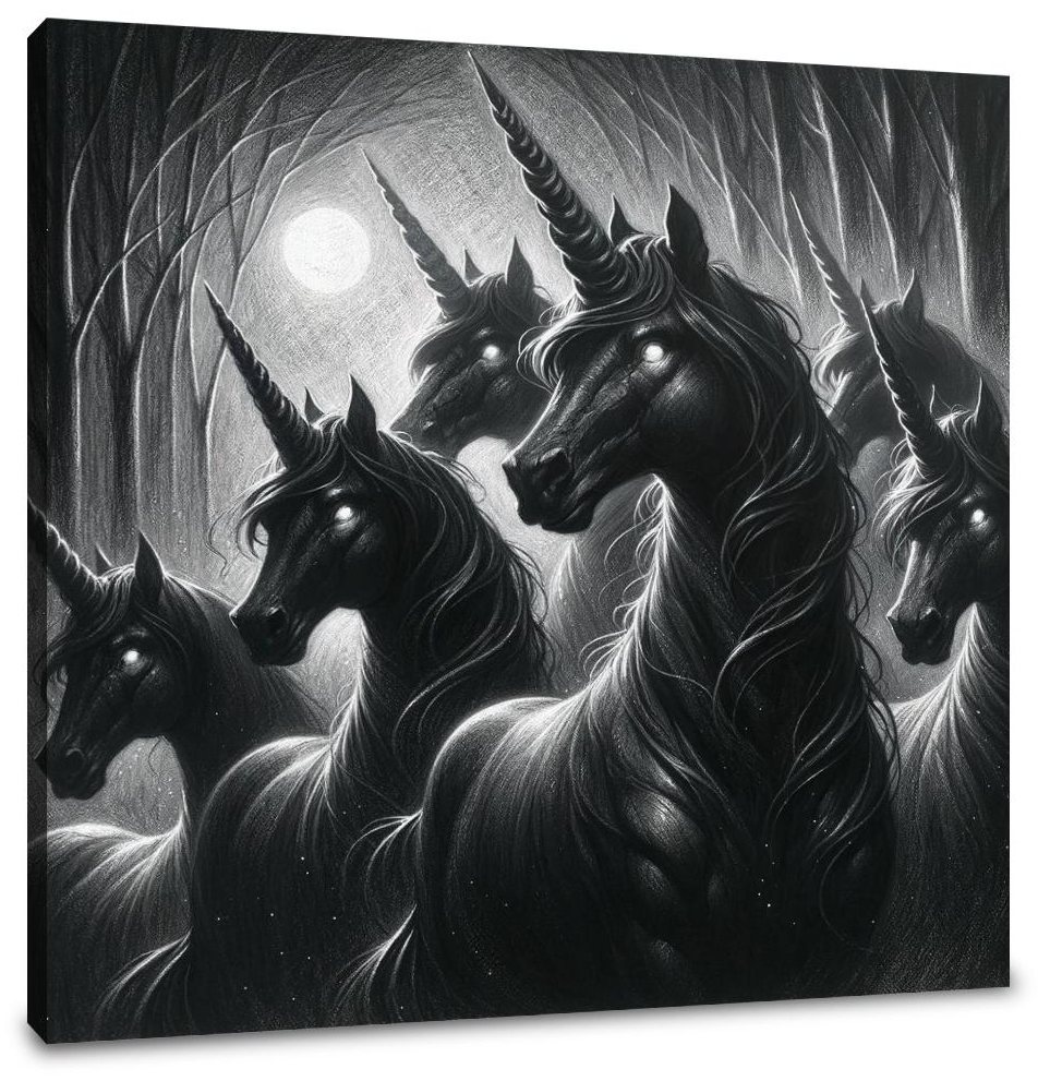 Moonlit Shadows Unicorns Canvas