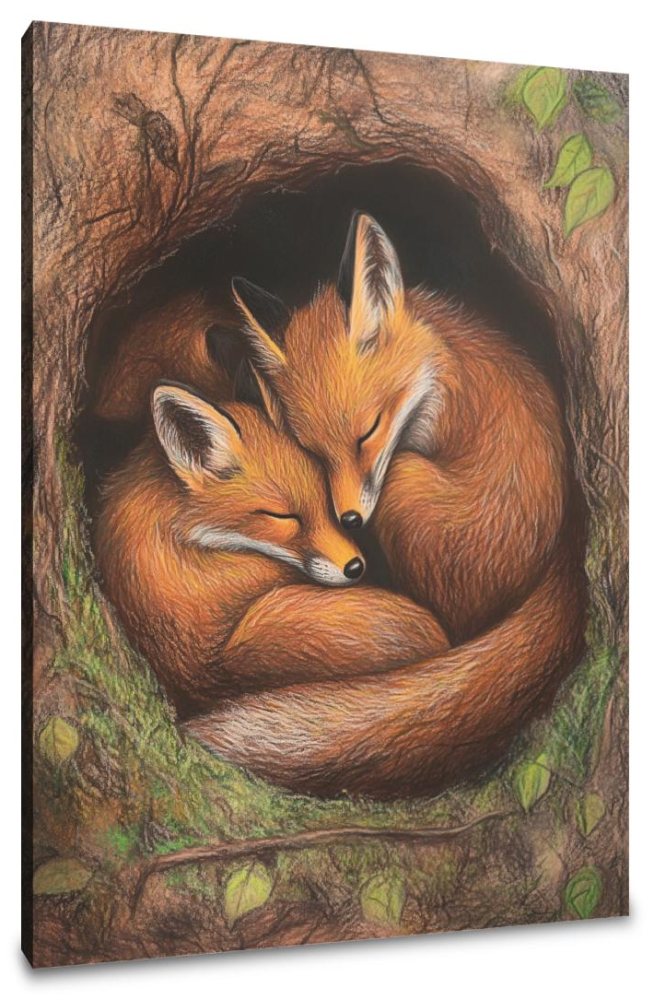 Fox Family Slumber Canvas