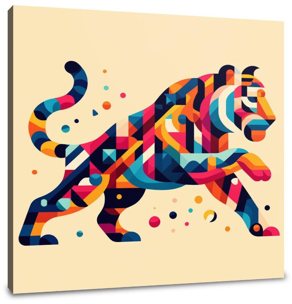Vibrant Geometric Tiger Canvas