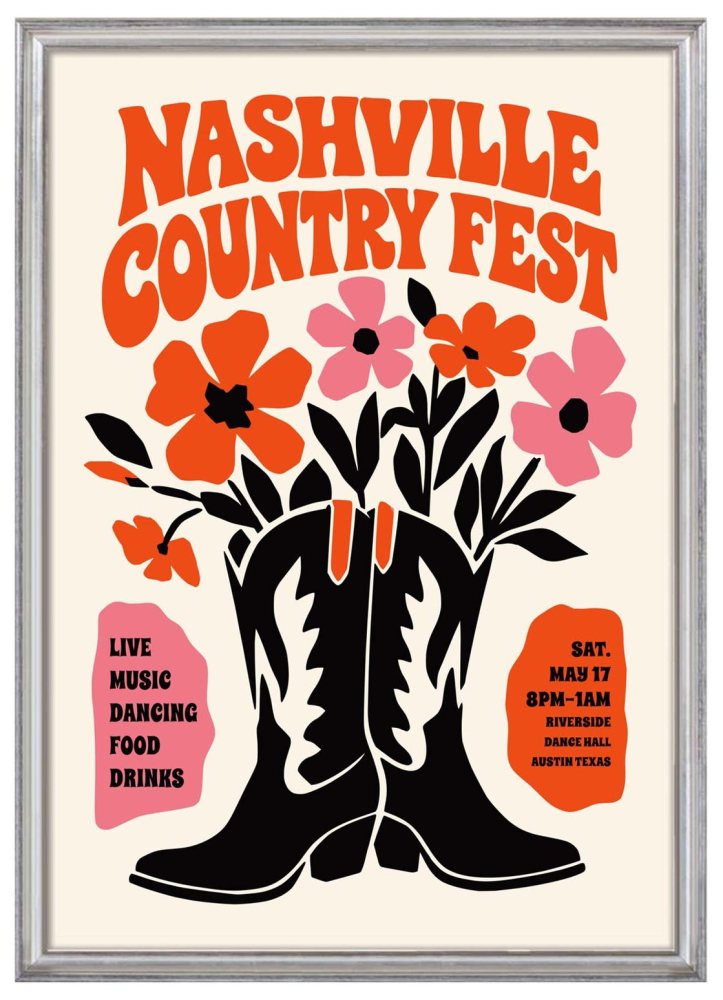 Nashville Country Fest Vintage Western Poster Print