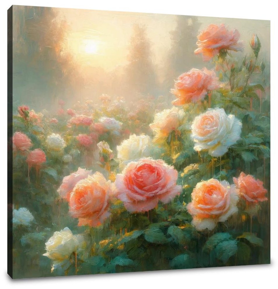 Impressionist Rose Morning Canvas