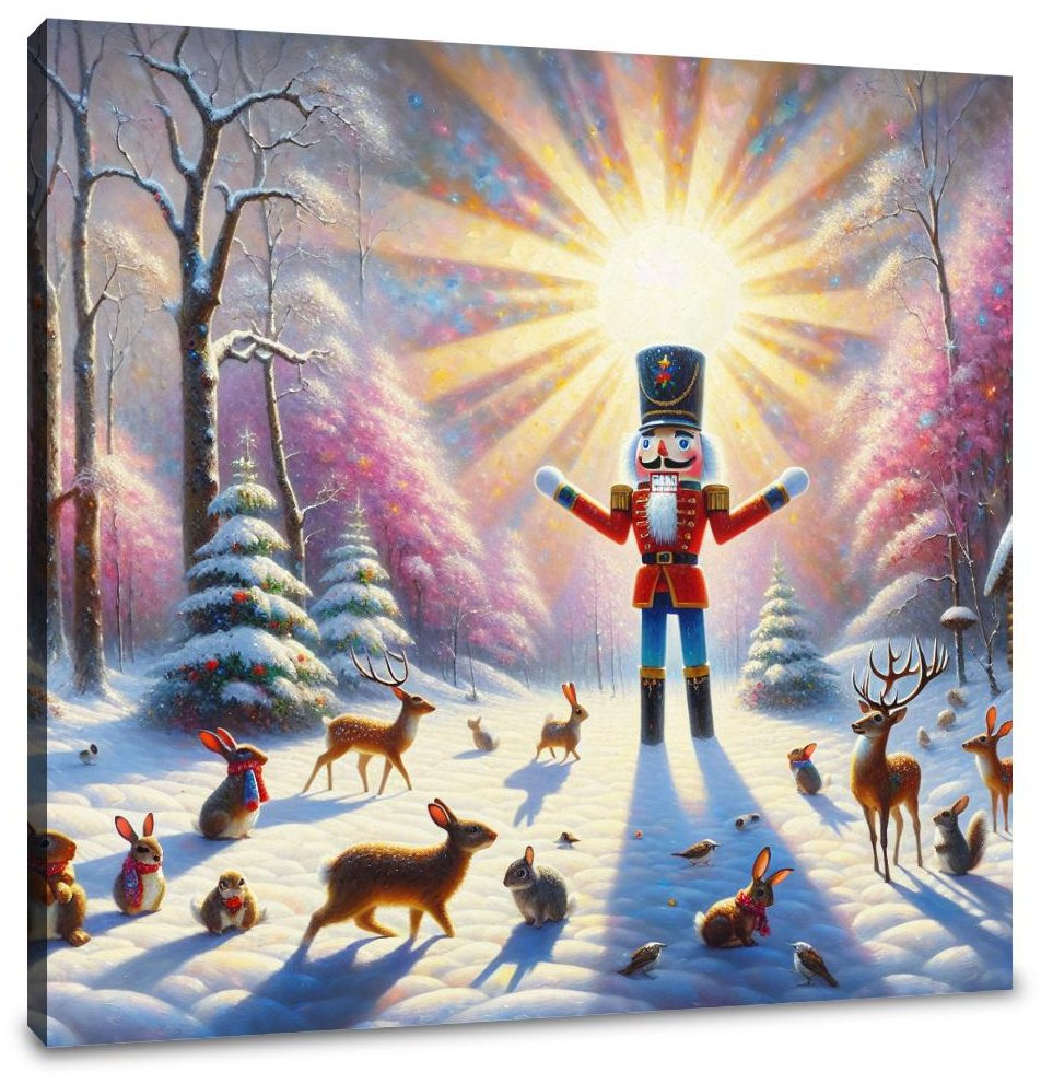 Nutcracker's Festive Woodland Canvas