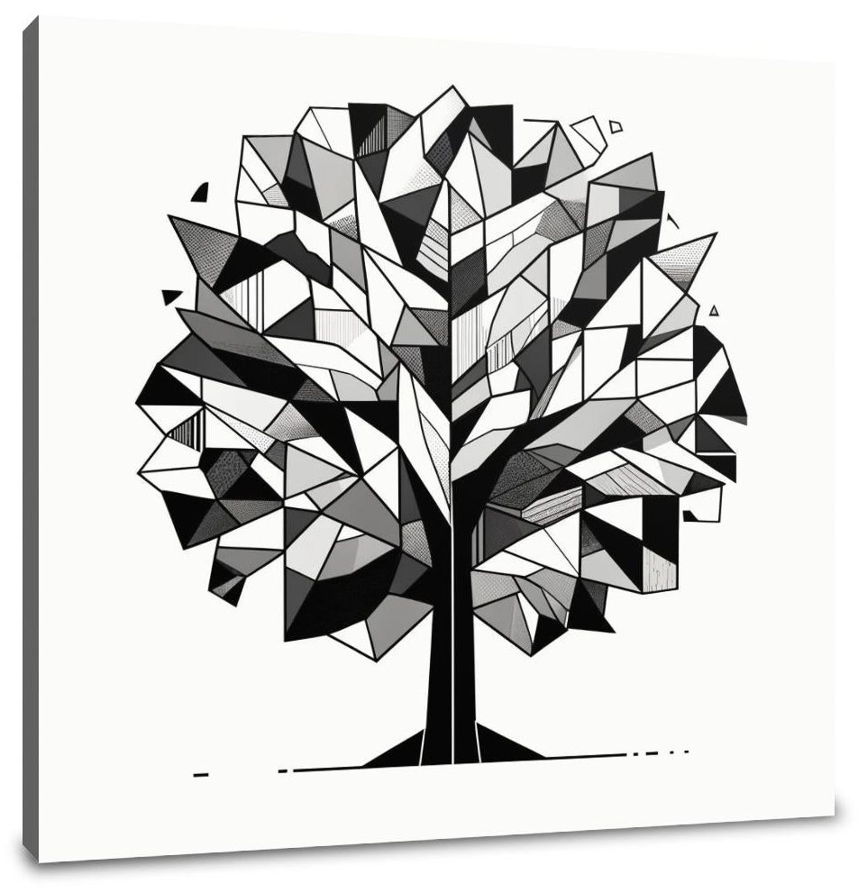 Cubist Tree Silhouette Canvas