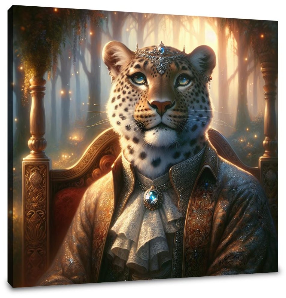 Regal Leopard Dusk Throne Canvas