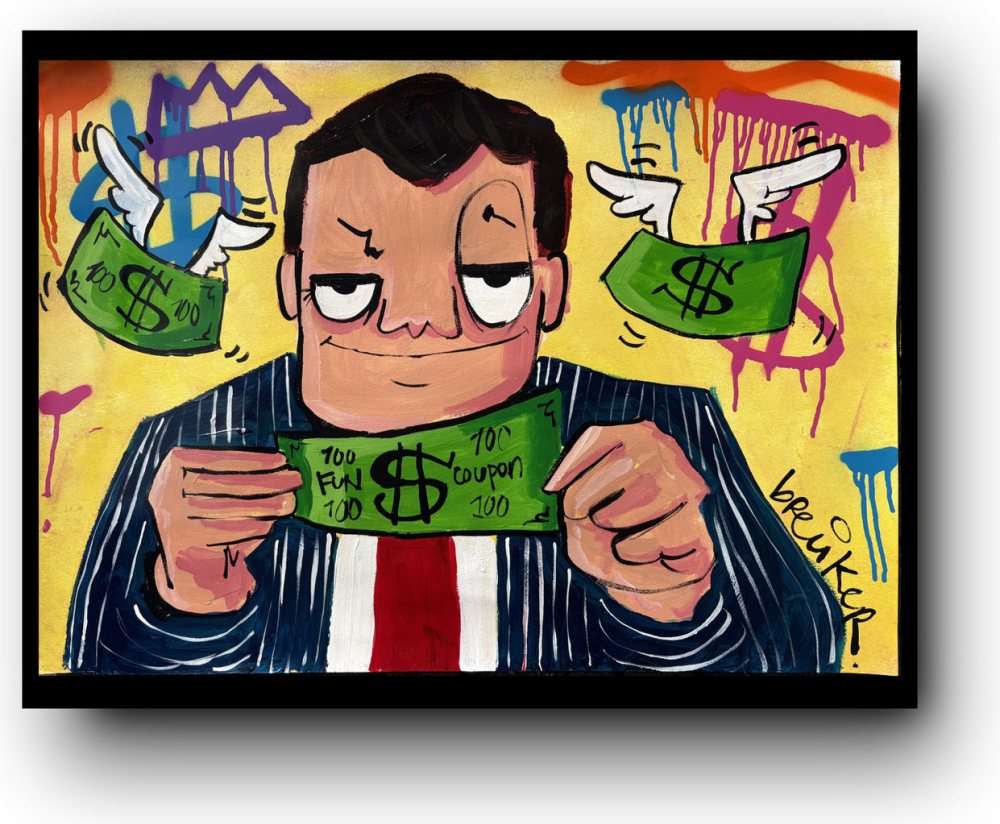 Wolf of wallstreet fun coupons op papier 70 x 50 cm.