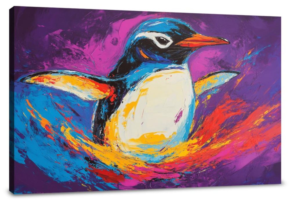 Penguin in Purple Canvas