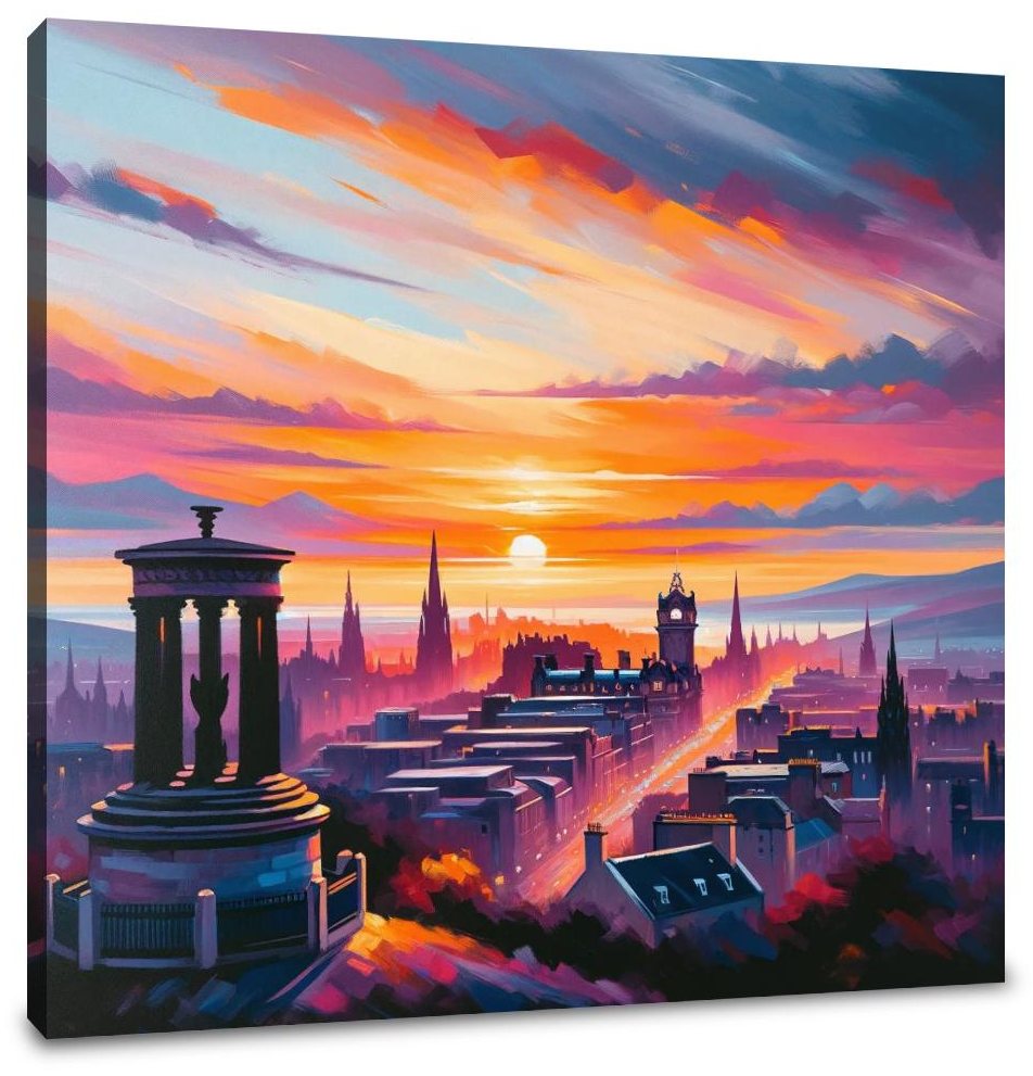 Edinburgh Calton Hill Sunset Canvas