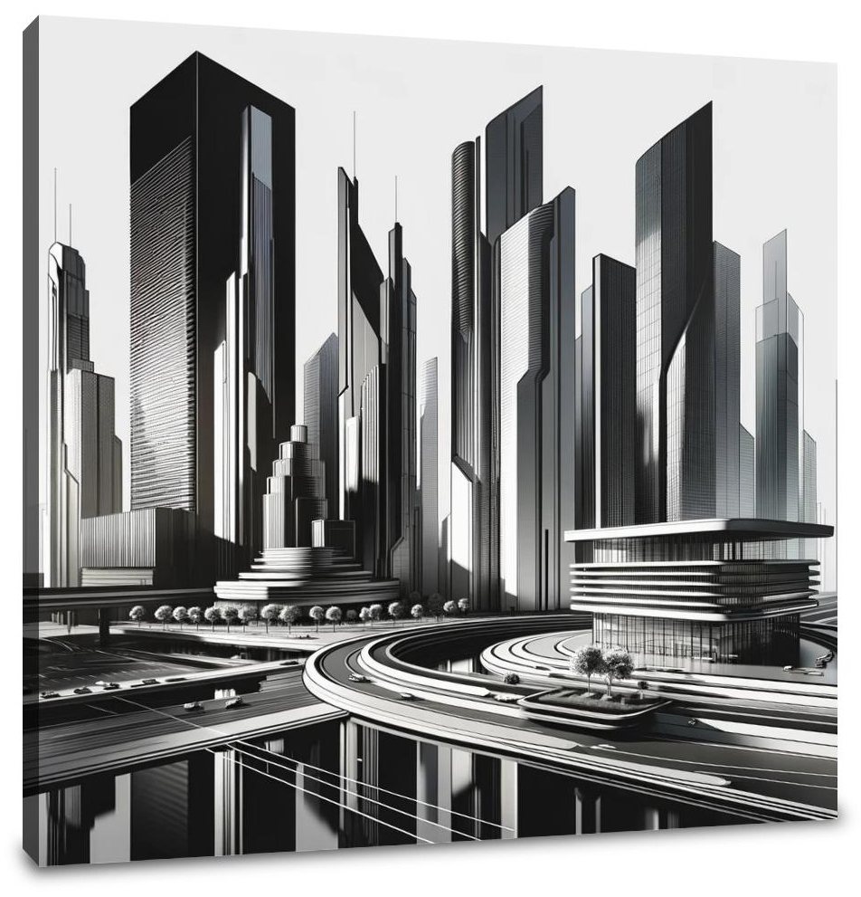 Futuristic Skyline Canvas