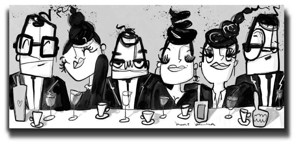 Black and white dinner party