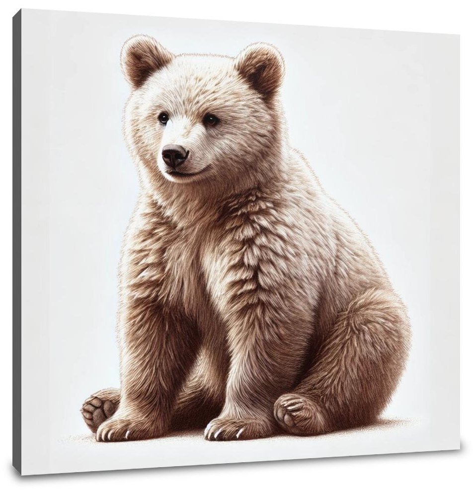 Whimsical Bear Sitting Canvas