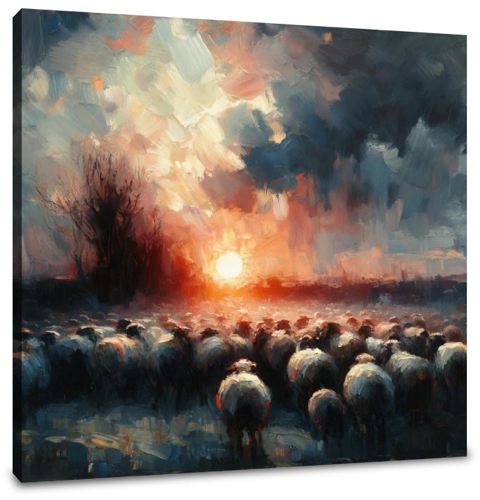 Dusk Silhouettes Sheep Canvas