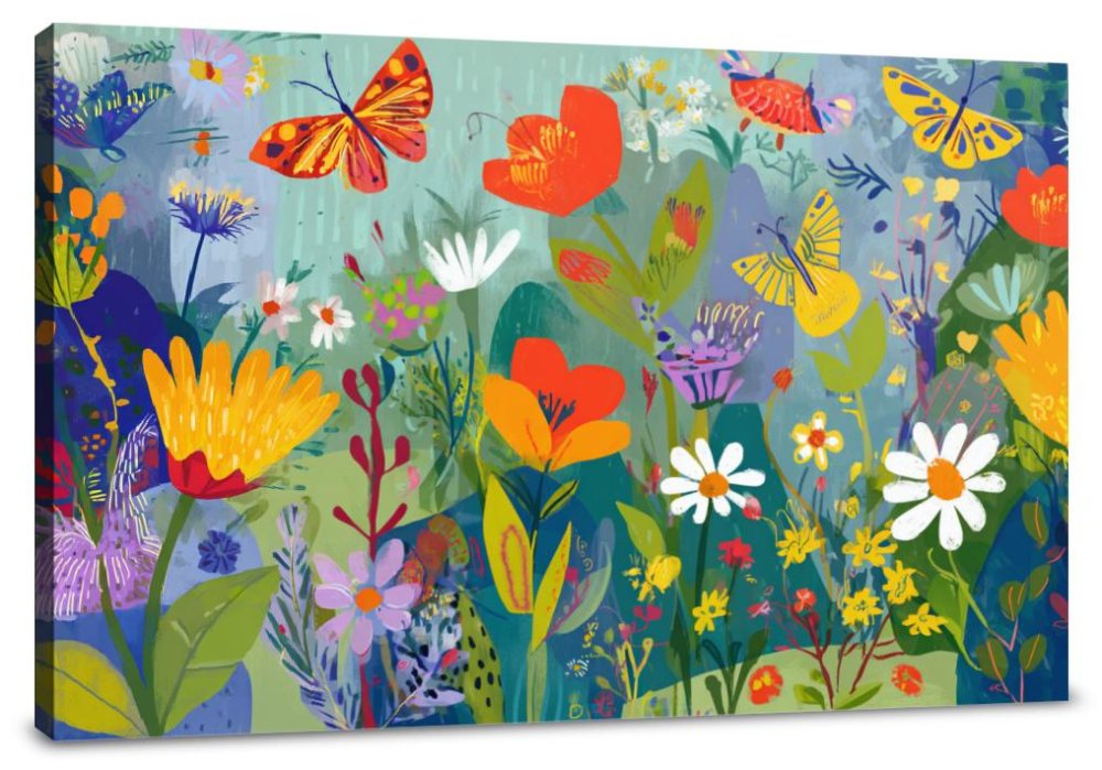Wildflowers and Butterflies Canvas