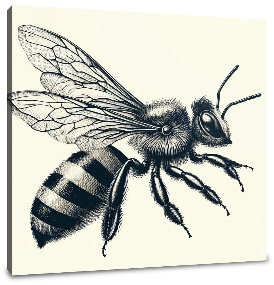 Vintage Bee Anatomy Illustration Canvas
