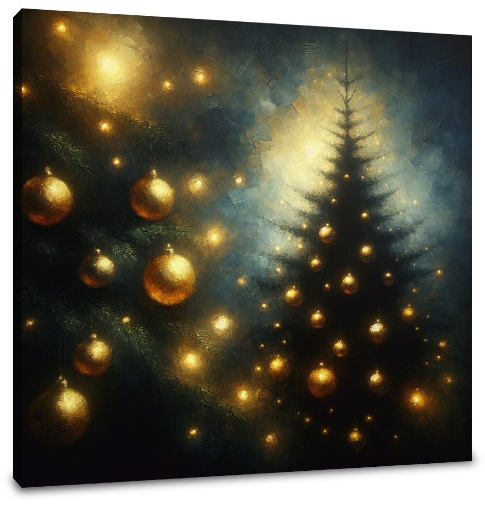 Golden Memory Christmas Tree Canvas