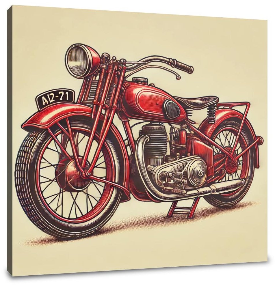 Retro Red Motorcycle Canvas