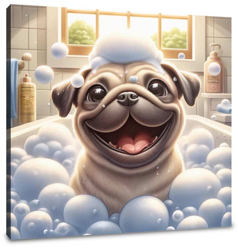 Bubbly Pug Bliss Canvas