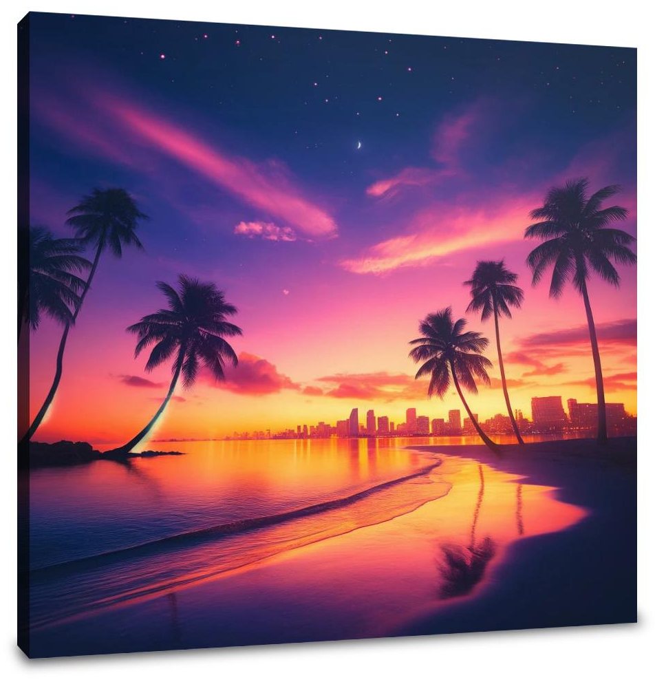 Miami Sunset Serenity Canvas