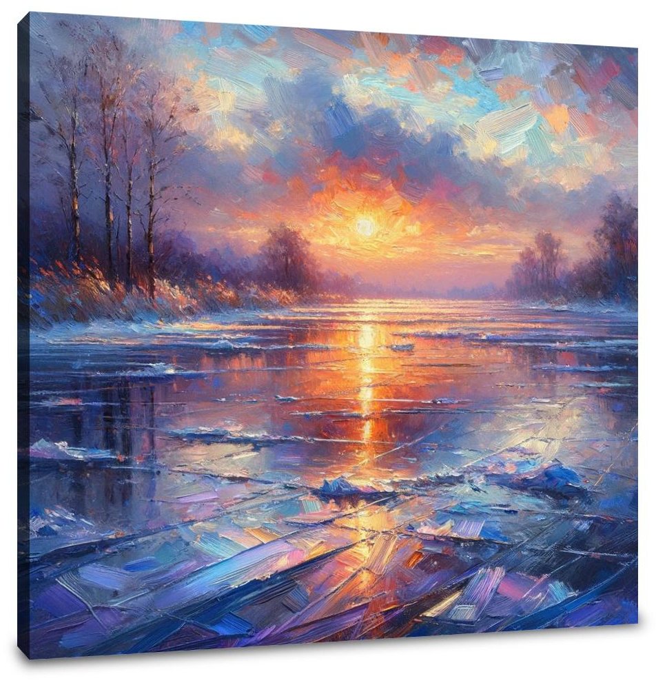 Sunset Serenity on Ice Canvas