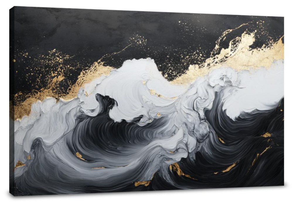 Golden Crest Waves Canvas