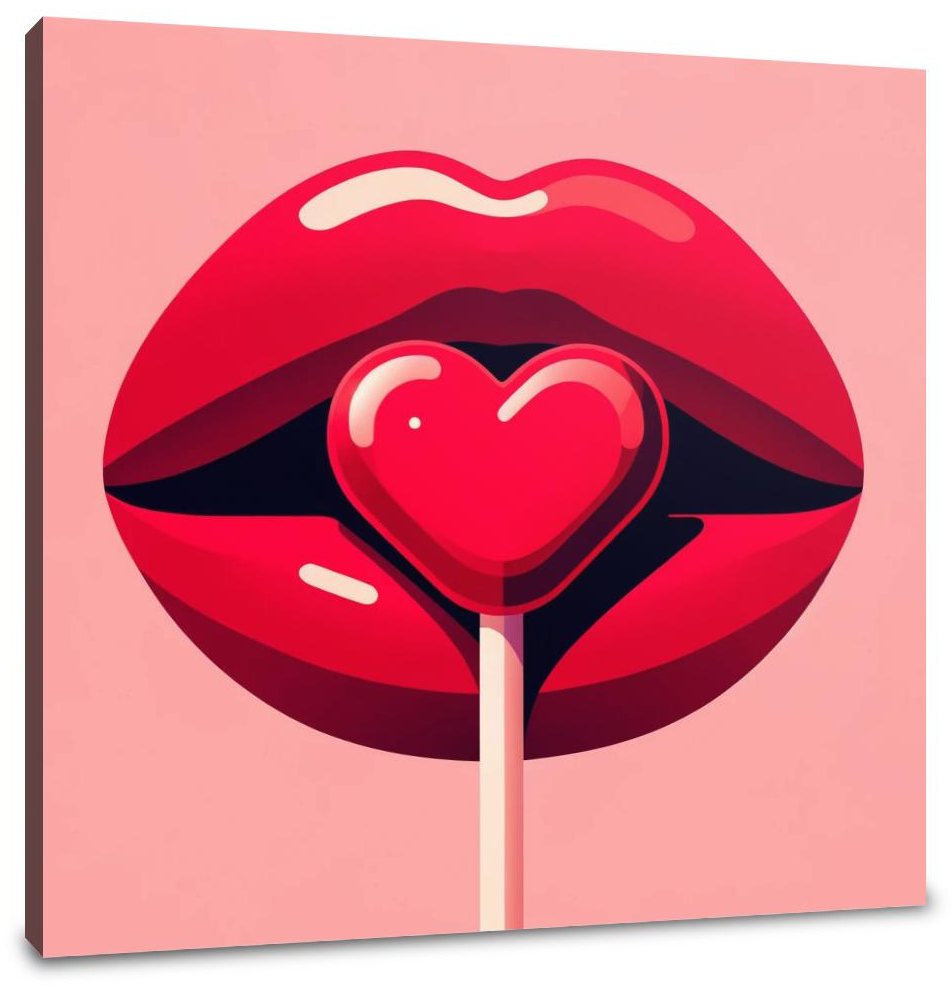 Flat Illustration Red Lips Canvas