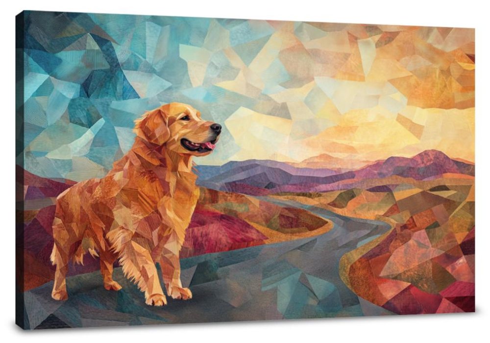Geometric Golden Retriever Canvas